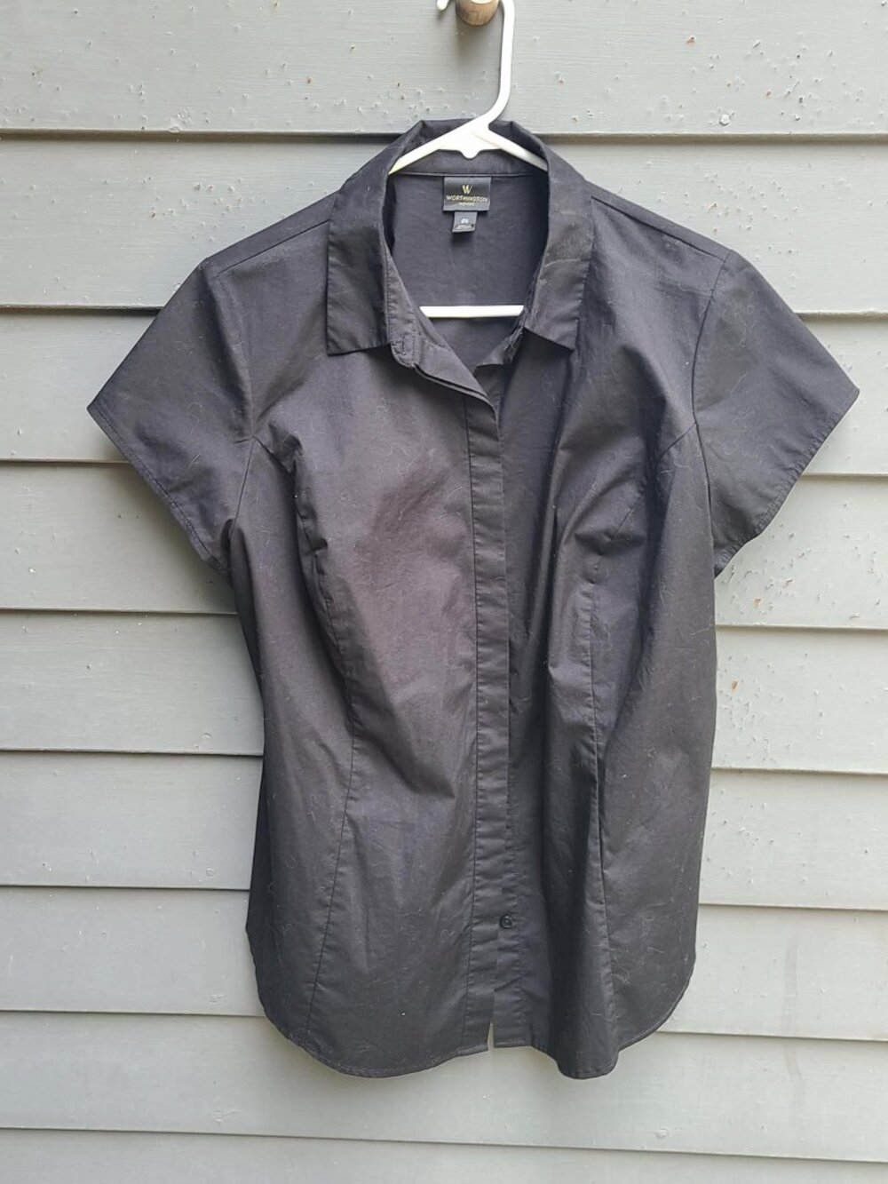 Worthington Woman Black Short Sleeve Button Down size 0X